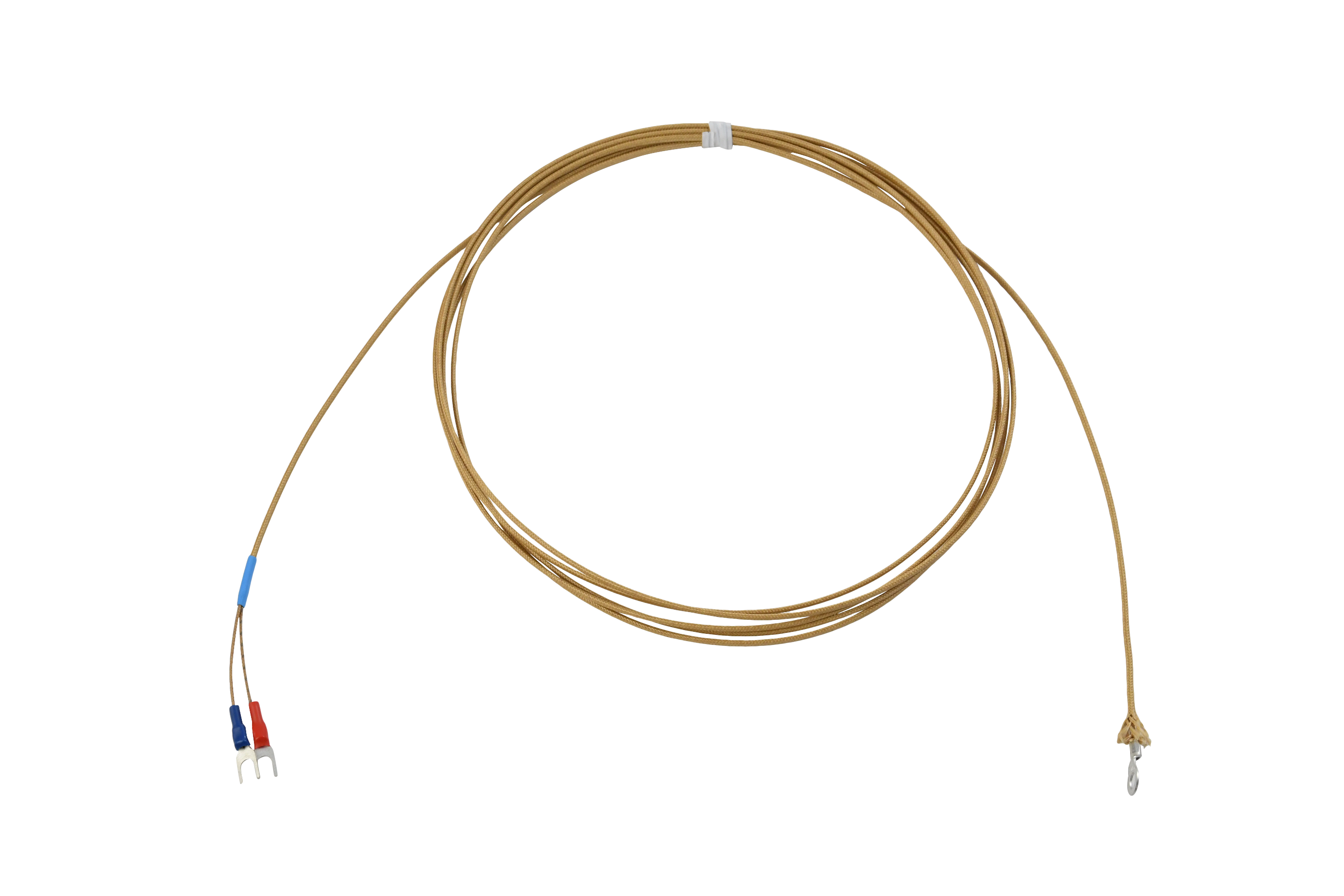 熱電対K先端溶接(デュープレックス)シリカガラス被覆タイプ 丸端子加工品 TH-8292-2-M