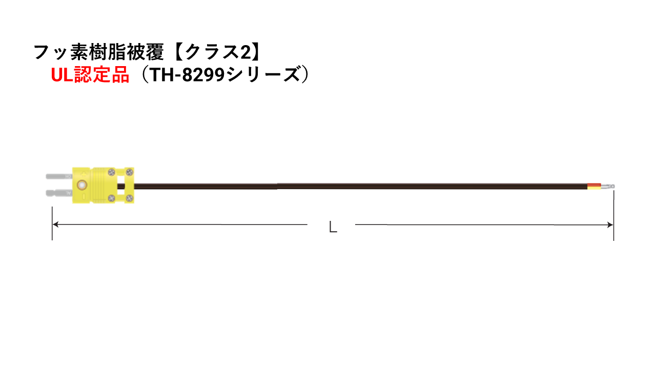 熱電対K先端溶接(デュープレックス)フッ素樹脂被覆タイプ UL認定品 ミニチュアプラグ加工品 TH-8299-20-C