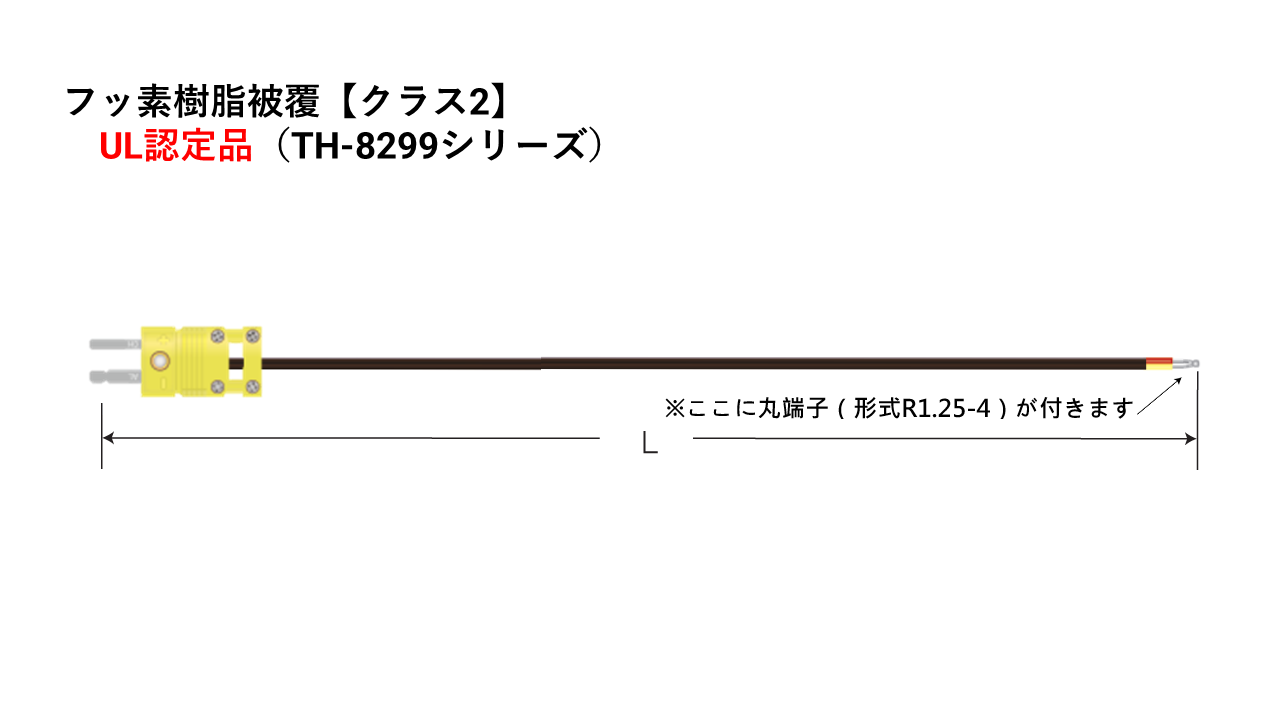 熱電対K先端溶接(デュープレックス)フッ素樹脂被覆タイプ UL認定品 丸端子・ミニチュアプラグ加工品 TH-8299-20-M-C