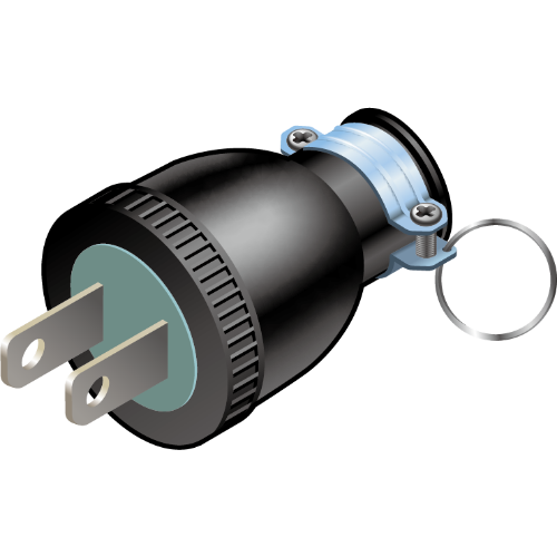 100V（ボルト）プラグ（丸形2芯ゴムプラグ）